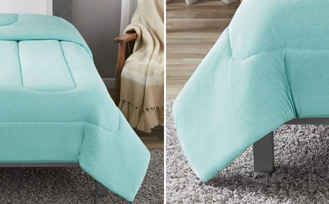 Mainstays Jersey Knit Comforter in Mint