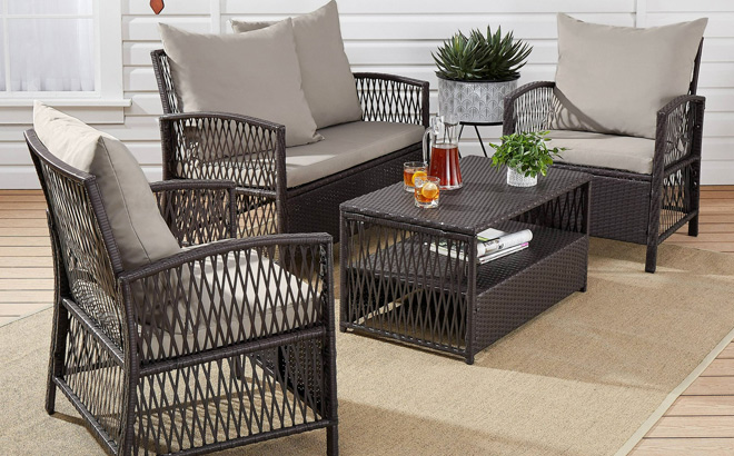 Mainstays Sanza 4 Piece Outdoor Conversation Set