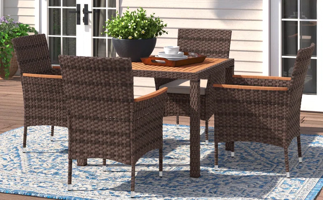 Maltby 4 Person Square Outdoor Dining Set with Cushions