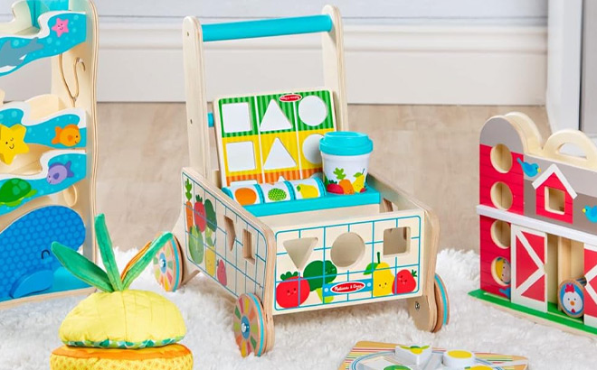 Melissa Doug Sorting Grocery Cart Push Toy and Puzzles