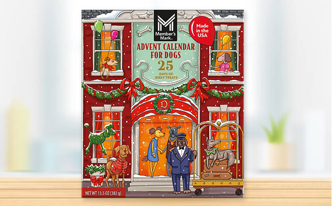 Members Mark Jerky Treat Advent Calendar for Dogs on a Table