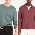 Men Wearing Old Navy T Shirt and Polo Sweater