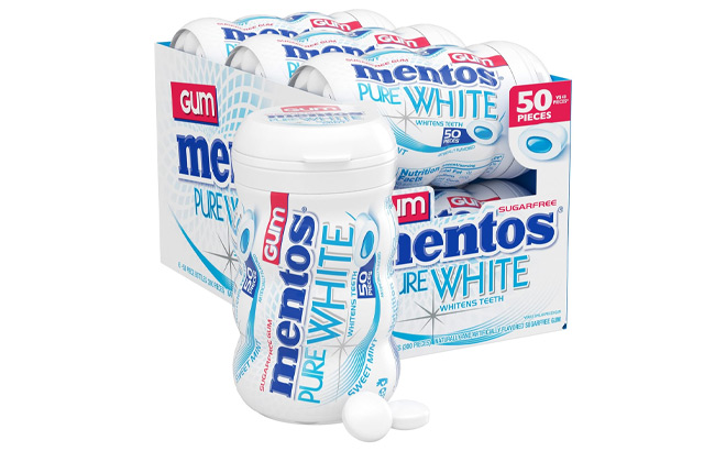 Mentos Pure White Sugar Free Chewing Gum 6 Pack