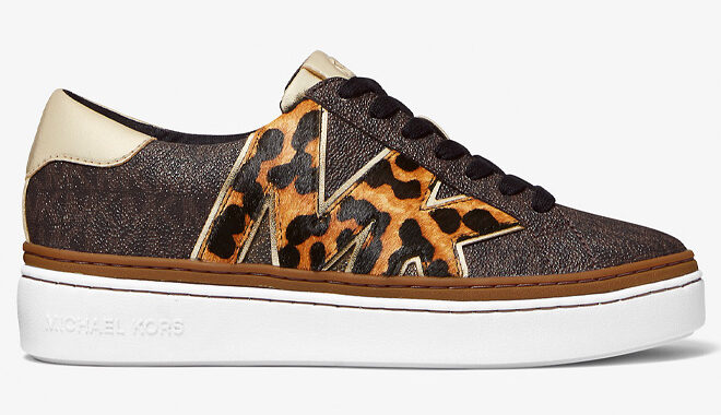 Michael Kors Chapman Logo and Leopard Print Calf Hair Sneaker