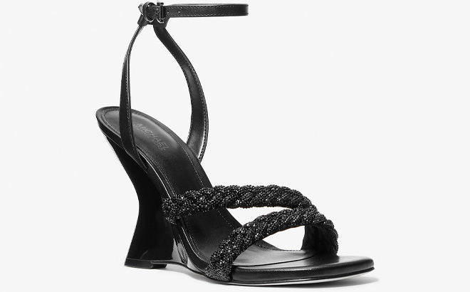 Michael Kors Nadina Embellished Patent Leather Wedge Sandal