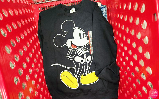 Mickey Mouse Womens Sweatshirt inside a shopping cart