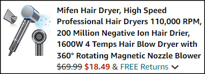 Mifen Hair Dryer Checkout