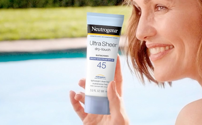 Neutrogena Ultra Sheer Dry Touch Water Resistant and Non Greasy Sunscreen Lotion with Broad Spectrum SPF 45