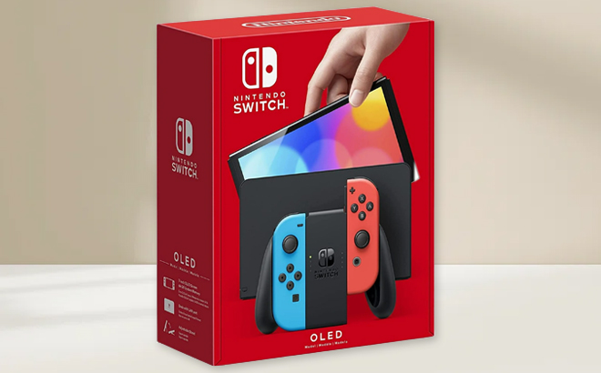 Nintendo Switch OLED Model with Neon Red & Neon Blue Joy-Con