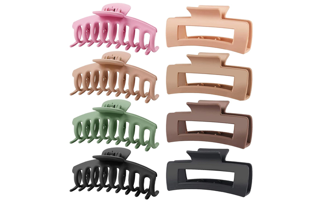 Nonslip Matte Jumbo Hair Clips 8 Pack