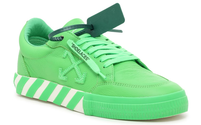 Off White Low Vulcanized Mens Sneakers in Lme Green Color