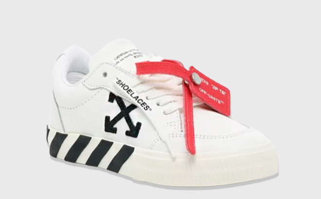 Off White Vulcanized Lace Up Kids Sneakers