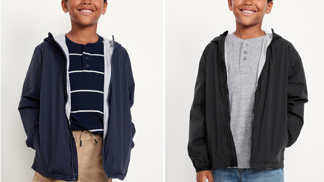 Old Navy Hooded Zip Front Water Resistant Jacket for Boys