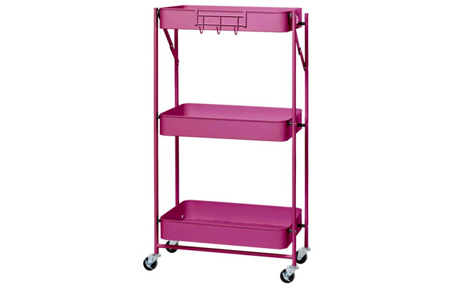 Origami 3 Tier Foldable Rolling Cart with Large Shelves