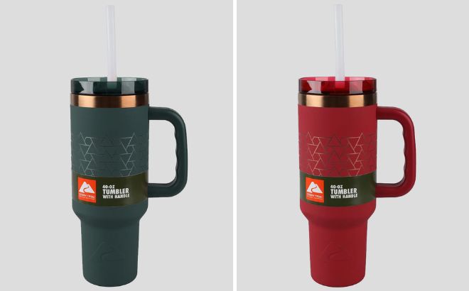 Ozark Trail Tumblers in Dark Green and Red Mark Holiday