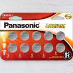 Panasonic Volt Long Lasting Lithium Coin Cell Batteries 10 Pack on the Table