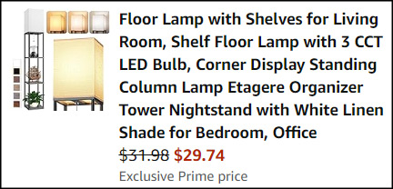 Partphoner Floor Lamp with Shelves Checkout