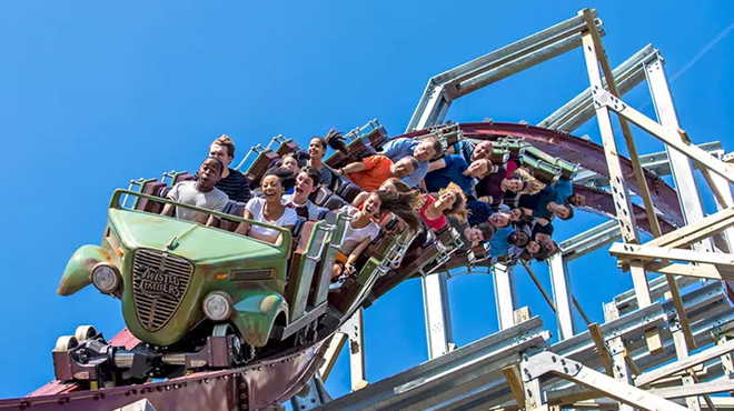 People Riding the Roller Coaster Ride at the Kings Dominion Soak City