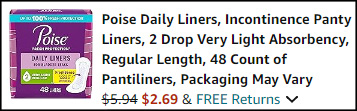 Poise 48 Count Daily Liners Checkout