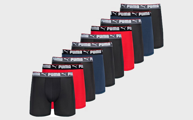 Puma Mens Performance Boxer Briefs 10 Pack