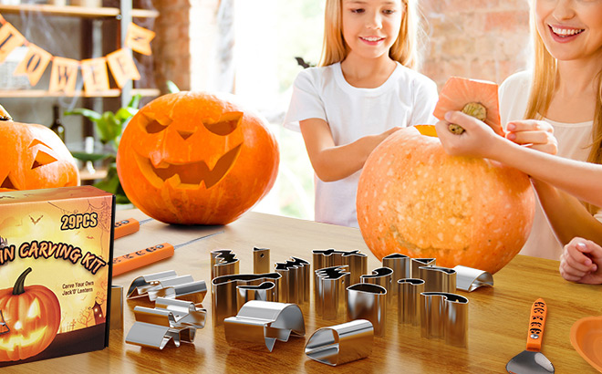 Pumpkin Carving Kit Tools on the Table