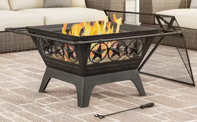 Pure Garden Wood Burning Outdoor Deep Fire Pit