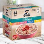 Quaker Instant Oatmeal Fruit Cream Variety Pack on the Table