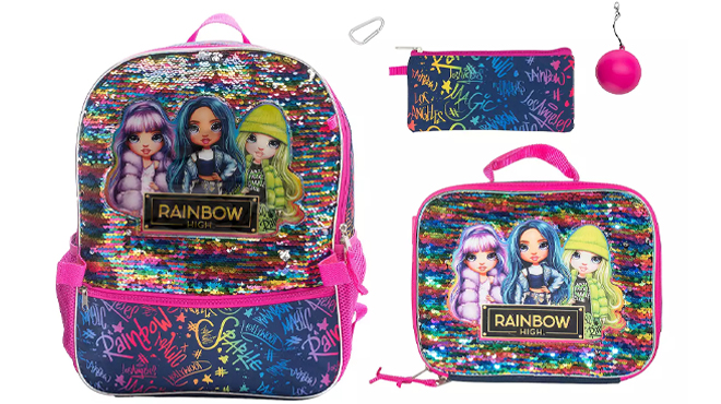 Rainbow High 5 Piece Backpack and Lunch Box Set 