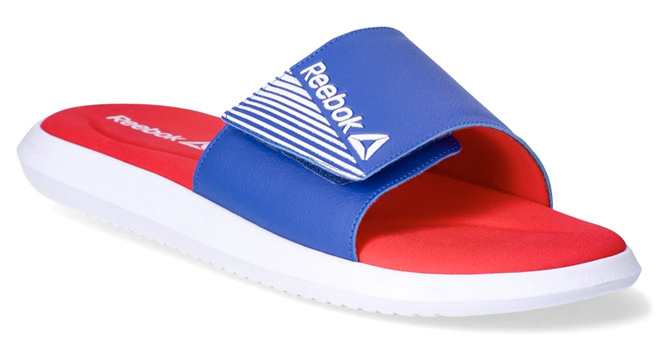 Reebok Mens Memory Foam Slide Sandals with Adjustable Strap