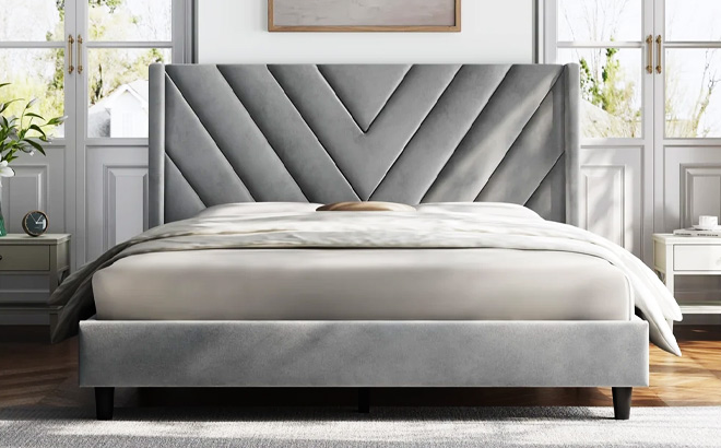 Renwick Modern Upholstered Platform Queen Bed