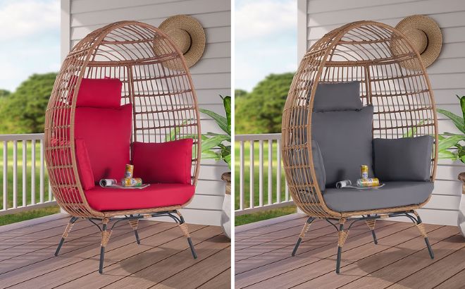 Sanstar Patio Egg Chairs in Red and Dark Gray Colors