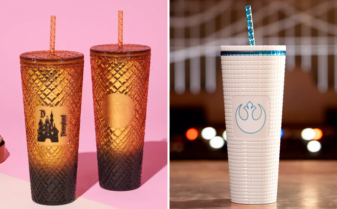 Sleeping Beauty Castle Geometric Starbucks Tumbler – Disneyland and Star Wars Rebel Alliance Starbucks Tumbler