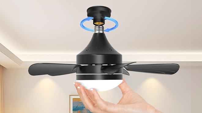 Socket Light Ceiling Fan Black