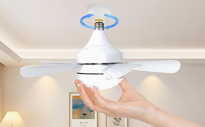 Socket Light Ceiling Fan White