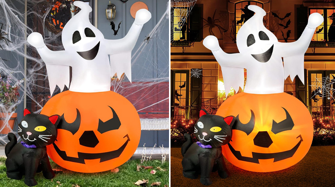 Spooky Pumpkin Witchs Black Cat Combo Inflatables