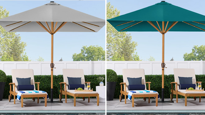 Square Solar LED Lighted Patio Umbrella