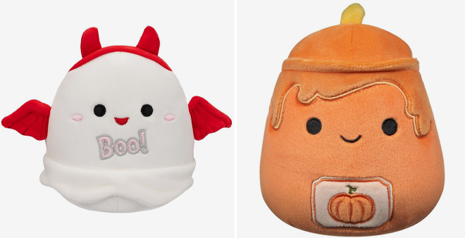 Squishmallows 5 Inch Ghost Devil and Squishmallows 5 Inch Misha Pumpkin Candle