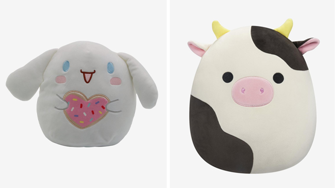 Squishmallows Cinnamoroll Valentine Plush and Squishmallows Connor Cow Plush