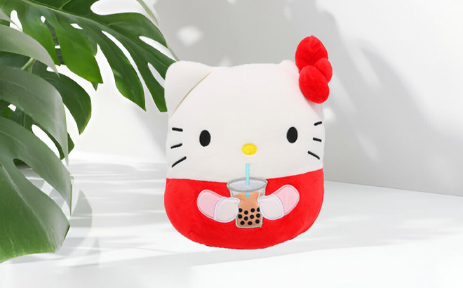 Squishmallows Hello Kitty Plush on a Table