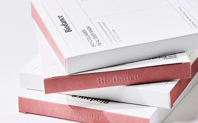 Stacked Boxes of Biodance Bio Collagen Real Deep Face Masks