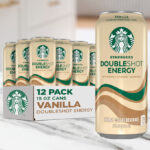 Starbucks Doubleshot Energy Drink Coffee Beverage Vanilla Flavor 12 Pack on a Kitchen Counter