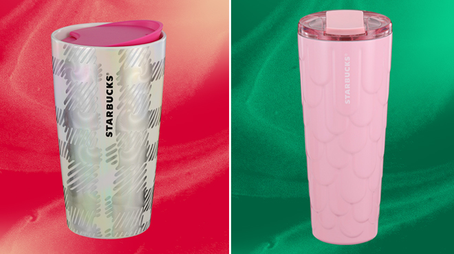 Starbucks Luster Tumbler and Starbucks Pink Siren Scales Tumbler