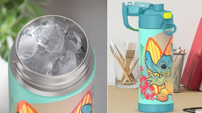 Stitch Thermos 16 oz Funtainer with ice Cubes