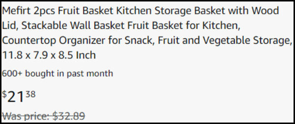 Storage Basket Order Summary