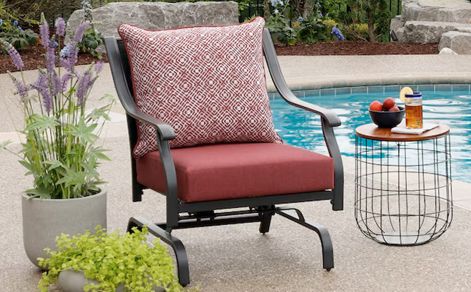 Style Selections 24 in x 24 in Hadrian Red Tile Deep Seat Patio Chair Cushion