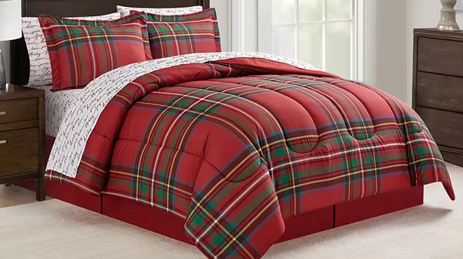 Sunham Holiday Script 8 Pc Comforter Set