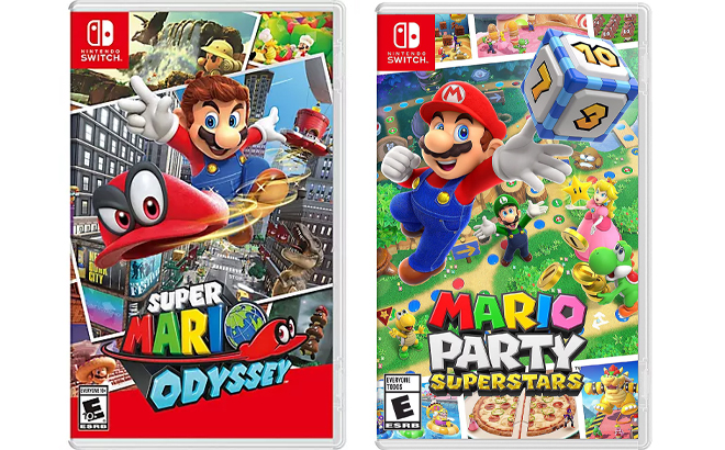 Super Mario Odyssey and Mario Party Superstars Nintendo Switch Games