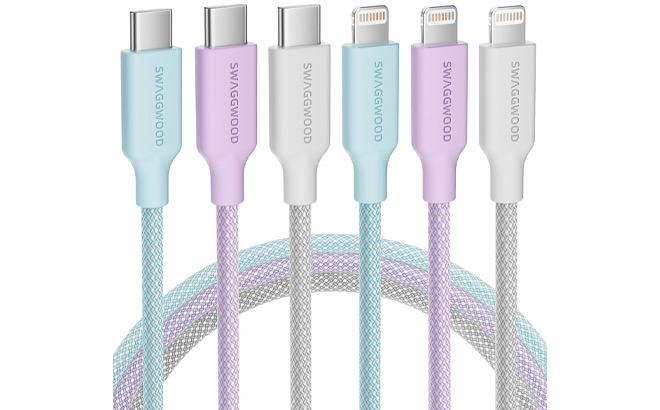 SwaggWood USB C to Lightning Cable 3 Pack