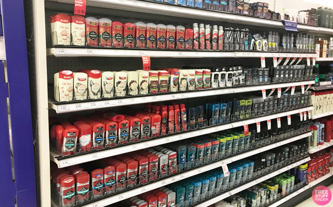 Target shelve filled with Old Spice Deodorants