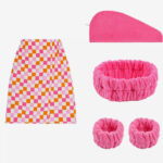 The Big One 5 Piece Bath Wrap Set in Multi Checker Color